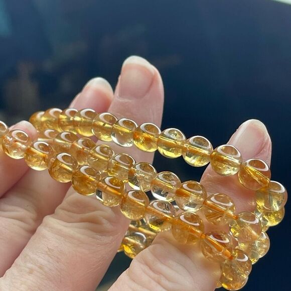Citrine beaded stretch bracelet ONE NEW reiki meditation crystal healing 7mm - Picture 5 of 9